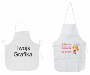 Fartuch biały z dowolnym nadrukiem, grafiką, logo