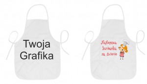 Fartuszek biały dziecięcy z dowolnym nadrukiem, grafiką, logo